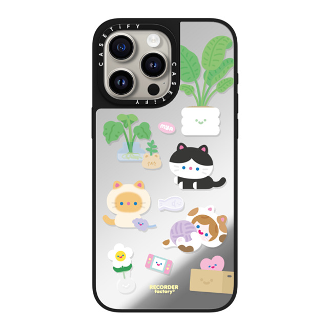 RECORDER factory x CASETiFY iPhone 15 Pro Max ケース Silver on Black ミラーケース MagSafe対応 CELL KITTEN