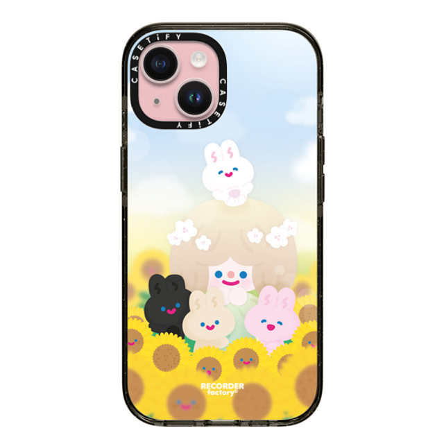 RECORDER factory x CASETiFY iPhone 15 ケース ブラック インパクトケース MagSafe対応 HAPPY DAY