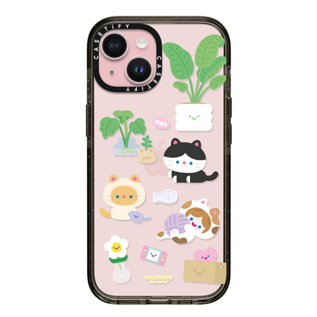 RECORDER factory x CASETiFY iPhone 15 ケース ブラック インパクトケース CELL KITTEN