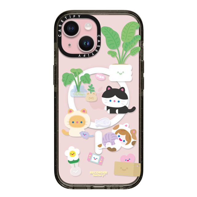 RECORDER factory x CASETiFY iPhone 15 ケース ブラック インパクトケース MagSafe対応 CELL KITTEN