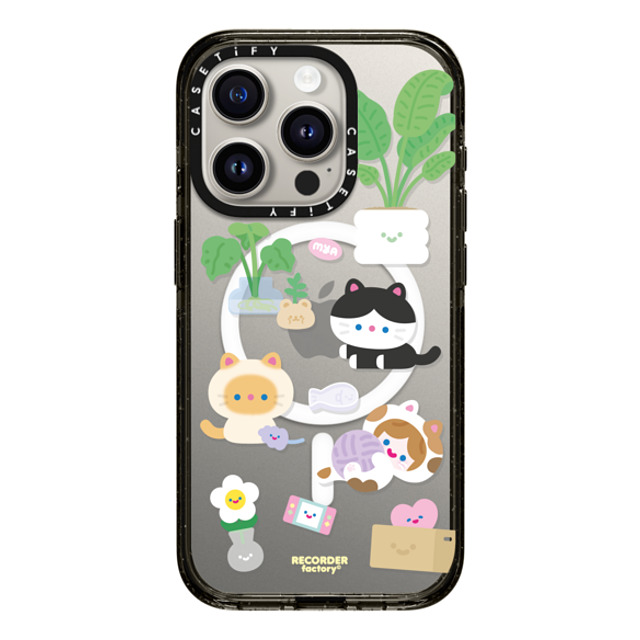 RECORDER factory x CASETiFY iPhone 15 Pro ケース ブラック インパクトケース MagSafe対応 CELL KITTEN