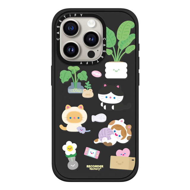 RECORDER factory x CASETiFY iPhone 15 Pro ケース マットブラック インパクトケース MagSafe対応 CELL KITTEN