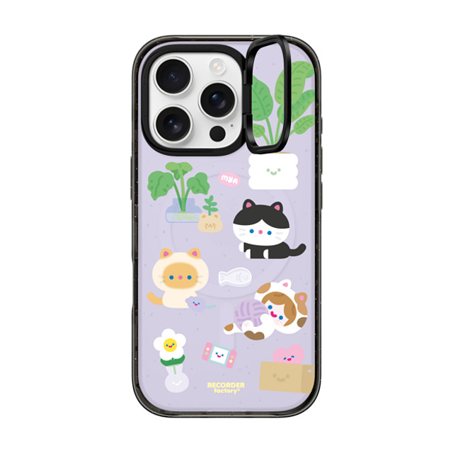 RECORDER factory x CASETiFY iPhone 16 Pro ケース ブラック インパクトリングスタンドケース MagSafe対応 CELL KITTEN