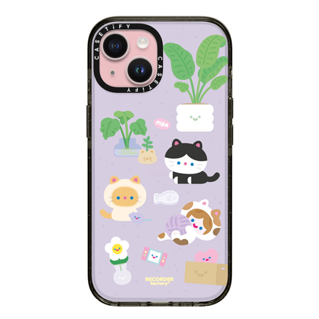 RECORDER factory x CASETiFY iPhone 15 ケース ブラック インパクトケース CELL KITTEN