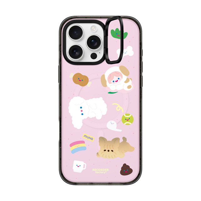 RECORDER factory x CASETiFY iPhone 16 Pro Max ケース ブラック インパクトリングスタンドケース MagSafe対応 CELL PUPPY