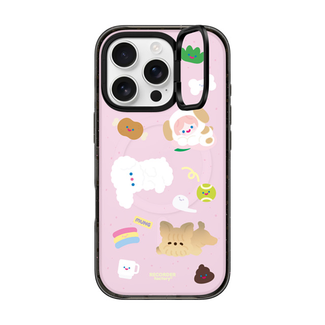 RECORDER factory x CASETiFY iPhone 16 Pro ケース ブラック インパクトリングスタンドケース MagSafe対応 CELL PUPPY