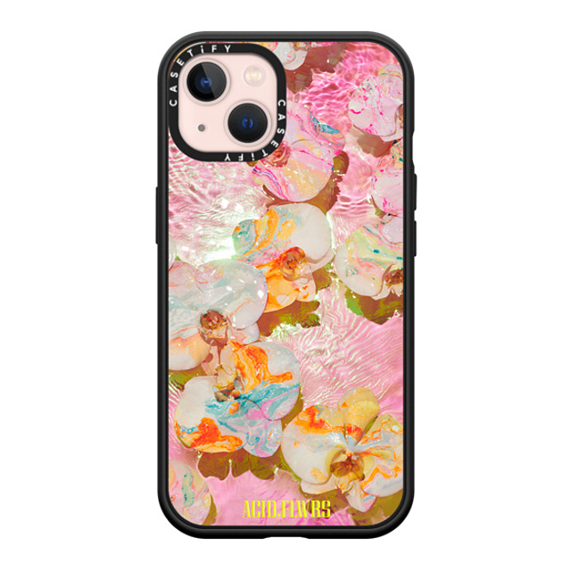 Acid Flwrs x CASETiFY iPhone 13 ケース マットブラック インパクトケース MagSafe対応 AF PINK AQUA