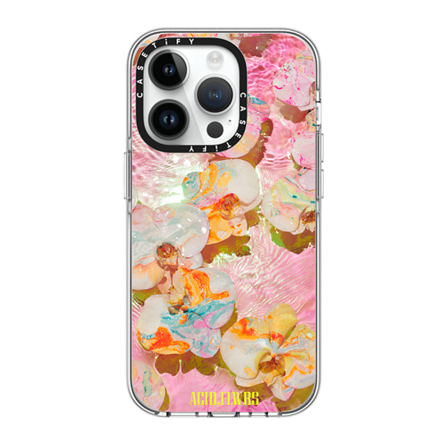 Acid Flwrs x CASETiFY iPhone 14 Pro ケース クリア クリア ケース MagSafe対応 AF PINK AQUA