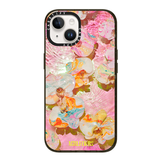 Acid Flwrs x CASETiFY iPhone 14 ケース ブラック インパクトケース AF PINK AQUA