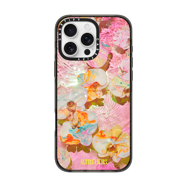 Acid Flwrs x CASETiFY iPhone 16 Pro Max ケース ブラック インパクトケース MagSafe対応 AF PINK AQUA