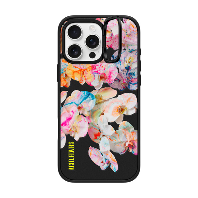 Acid Flwrs x CASETiFY iPhone 16 Pro Max ケース マットブラック インパクトリングスタンドケース MagSafe対応 AF DREAM FLWRS