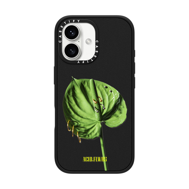 Acid Flwrs x CASETiFY iPhone 16 Case Matte Black Impact Case MagSafe Compatible Pierced Anthurium Acid Flwrs x CASETiFY iPhone 16 Case Matte Black Impact Case MagSafe Compatible Pierced Anthurium