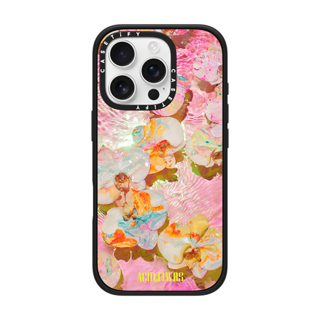 Acid Flwrs x CASETiFY iPhone 16 Pro ケース マットブラック インパクトケース MagSafe対応 AF PINK AQUA