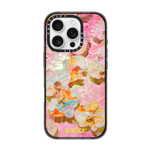 Acid Flwrs x CASETiFY iPhone 16 Pro ケース ブラック インパクトケース AF PINK AQUA