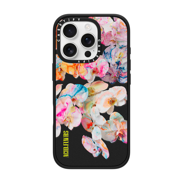 Acid Flwrs x CASETiFY iPhone 16 Pro ケース マットブラック インパクトケース MagSafe対応 AF DREAM FLWRS