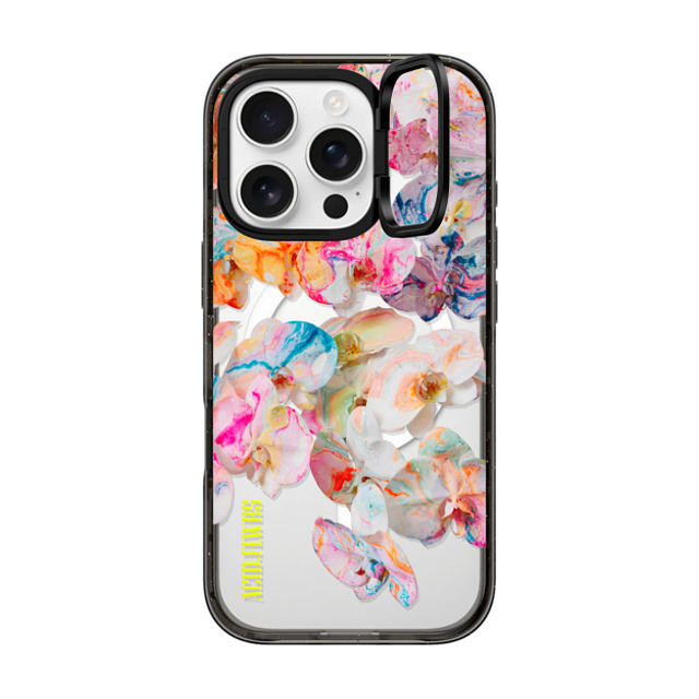 Acid Flwrs x CASETiFY iPhone 16 Pro ケース ブラック インパクトリングスタンドケース MagSafe対応 AF DREAM FLWRS