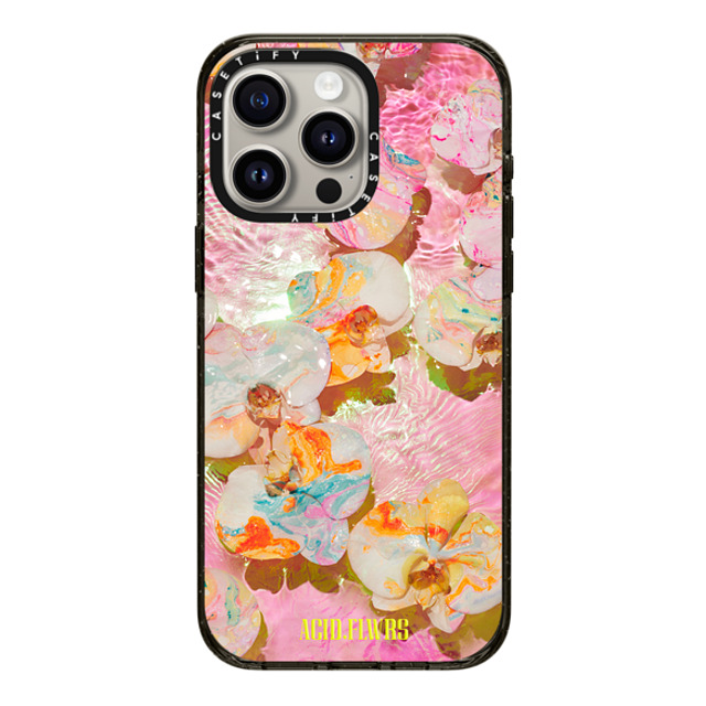 Acid Flwrs x CASETiFY iPhone 15 Pro Max ケース ブラック インパクトケース AF PINK AQUA