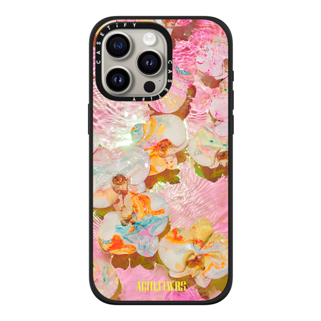 Acid Flwrs x CASETiFY iPhone 15 Pro Max ケース マットブラック インパクトケース MagSafe対応 AF PINK AQUA