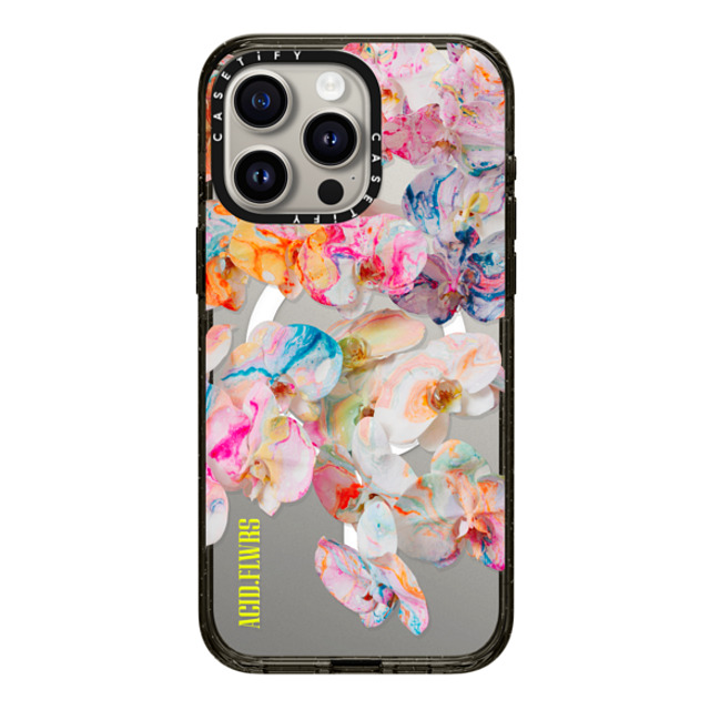 Acid Flwrs x CASETiFY iPhone 15 Pro Max ケース ブラック インパクトケース MagSafe対応 AF DREAM FLWRS