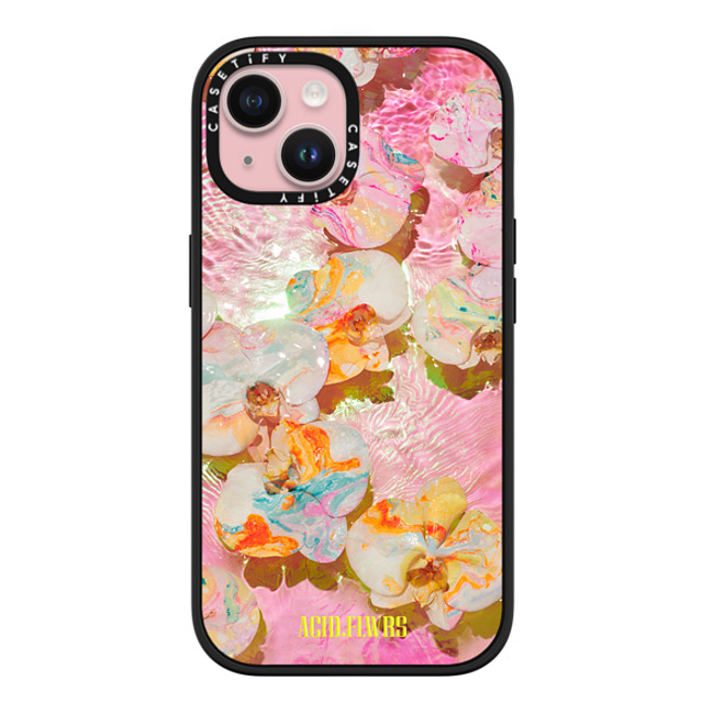 Acid Flwrs x CASETiFY iPhone 15 ケース マットブラック インパクトケース MagSafe対応 AF PINK AQUA