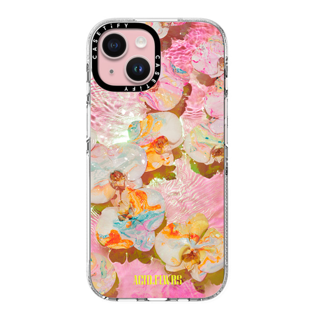 Acid Flwrs x CASETiFY iPhone 15 ケース クリア クリア ケース MagSafe対応 AF PINK AQUA