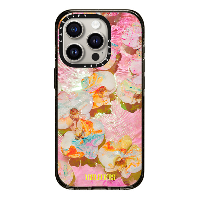 Acid Flwrs x CASETiFY iPhone 15 Pro ケース ブラック インパクトケース AF PINK AQUA