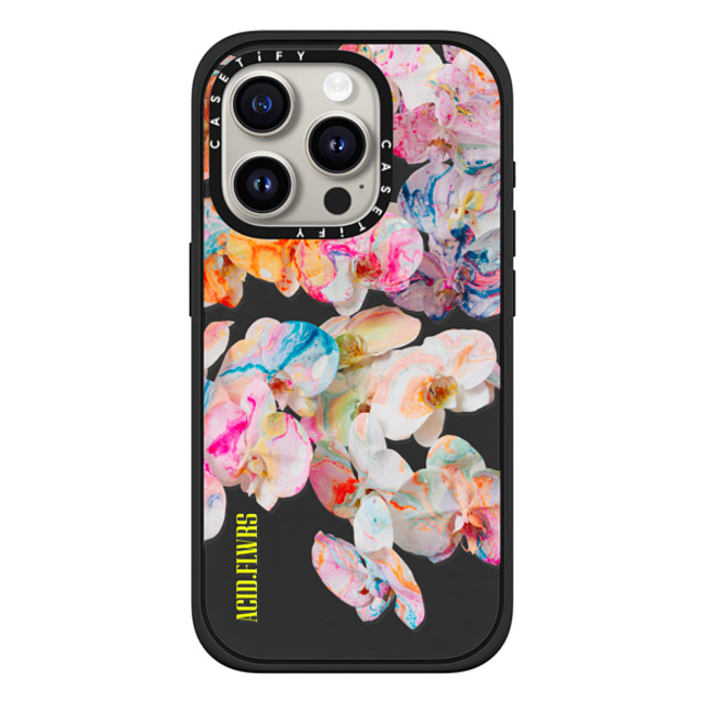 Acid Flwrs x CASETiFY iPhone 15 Pro ケース マットブラック インパクトケース MagSafe対応 AF DREAM FLWRS