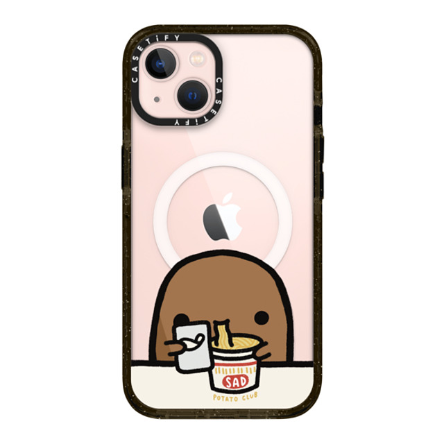 sad potato club x CASETiFY iPhone 13 ケース ブラック インパクトケース MagSafe対応 cup noodles by sad potato club