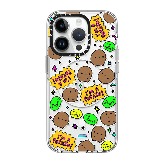 sad potato club x CASETiFY iPhone 14 Pro Case Clear Clear Case MagSafe Compatible imma potato stickers sad potato club x CASETiFY iPhone 14 Pro Case Clear Clear Case MagSafe Compatible imma potato stickers