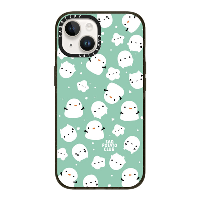 sad potato club x CASETiFY iPhone 14 ケース ブラック インパクトケース MagSafe対応 snowy potatoes