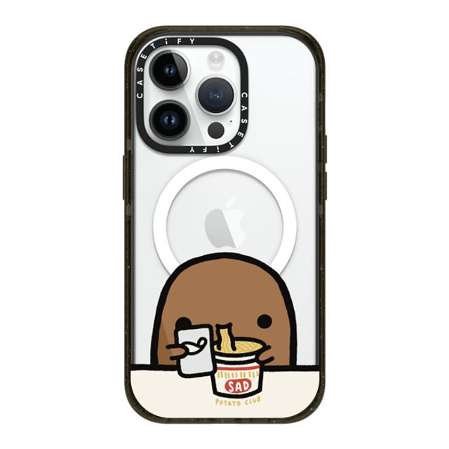 sad potato club x CASETiFY iPhone 14 Pro ケース ブラック インパクトケース MagSafe対応 cup noodles by sad potato club