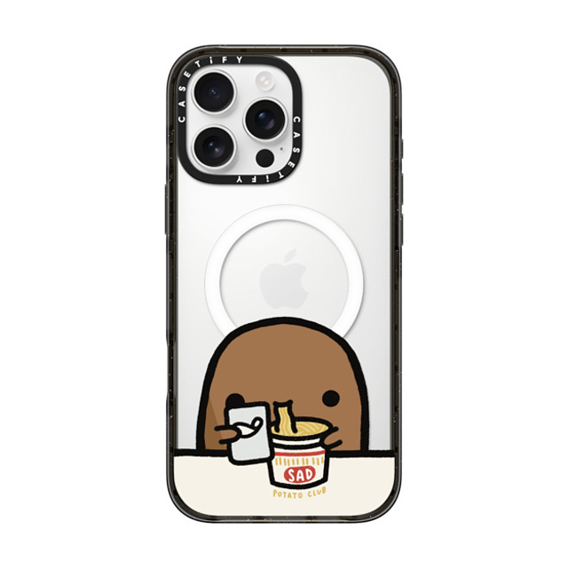 sad potato club x CASETiFY iPhone 16 Pro Max ケース ブラック インパクトケース MagSafe対応 cup noodles by sad potato club