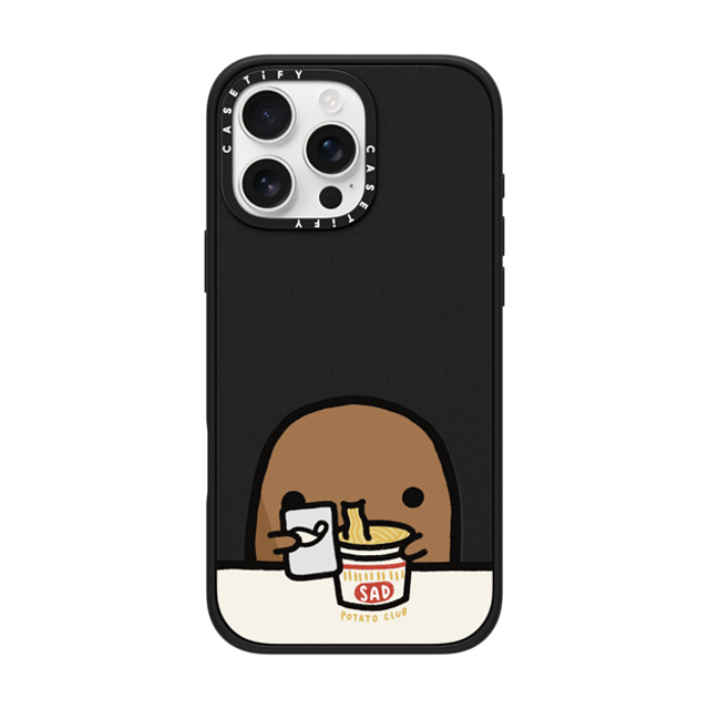 sad potato club x CASETiFY iPhone 16 Pro Max ケース マットブラック インパクトケース MagSafe対応 cup noodles by sad potato club