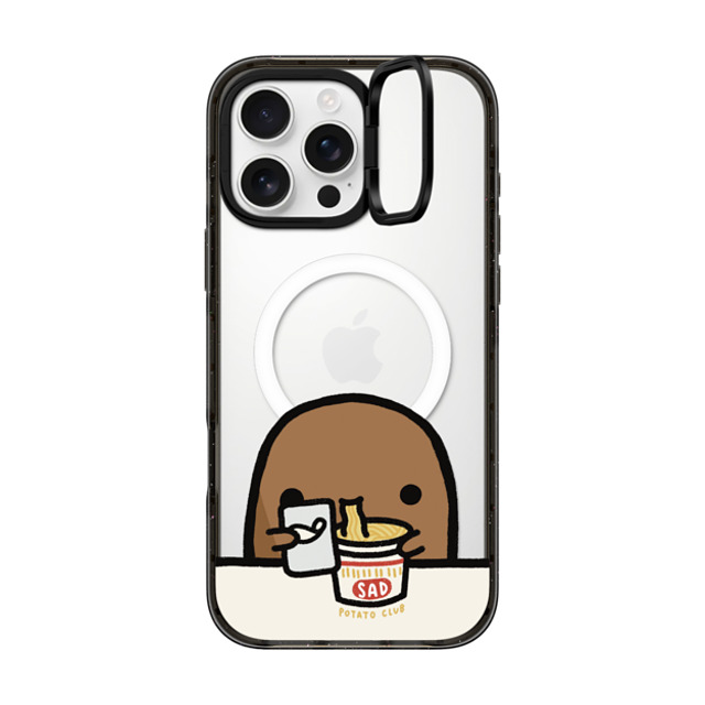 sad potato club x CASETiFY iPhone 16 Pro Max ケース ブラック インパクトリングスタンドケース MagSafe対応 cup noodles by sad potato club