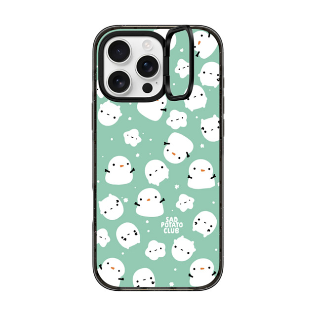 sad potato club x CASETiFY iPhone 16 Pro Max ケース ブラック インパクトリングスタンドケース MagSafe対応 snowy potatoes