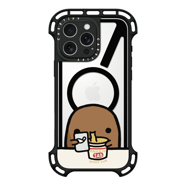 sad potato club x CASETiFY iPhone 16 Pro Max ケース ブラック ウルトラ バウンスケース MagSafe対応 cup noodles by sad potato club