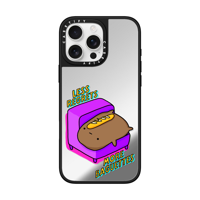 sad potato club x CASETiFY iPhone 16 Pro Max Case Cartoon Silver on Black ミラーケース MagSafe対応 less regrets, more baguettes Back to School sad potato club x CASETiFY iPhone 16 Pro Max Case Cartoon Silver on Black ミラーケース MagSafe対応 less regrets, more baguettes Back to School
