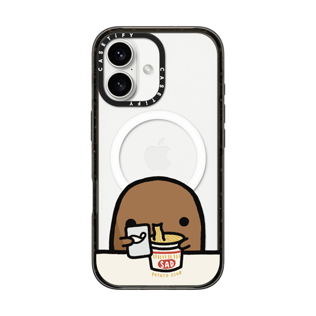 sad potato club x CASETiFY iPhone 16 ケース ブラック インパクトケース MagSafe対応 cup noodles by sad potato club