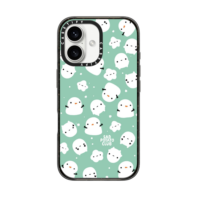 sad potato club x CASETiFY iPhone 16 ケース ブラック インパクトケース MagSafe対応 snowy potatoes