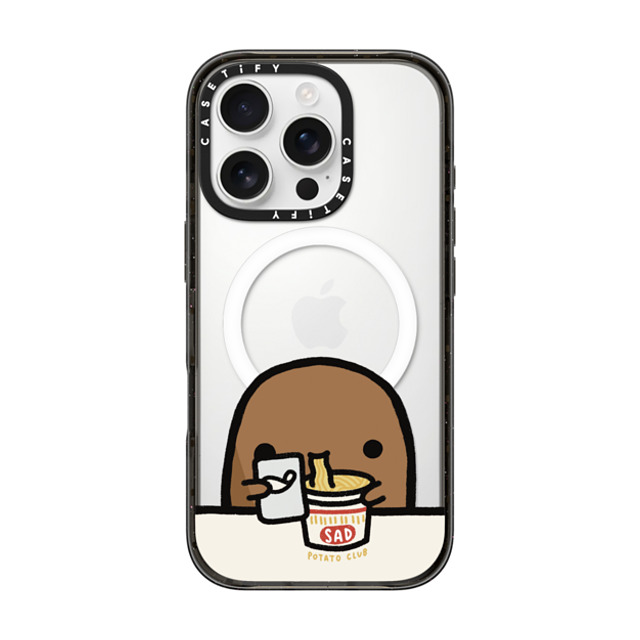 sad potato club x CASETiFY iPhone 16 Pro ケース ブラック インパクトケース MagSafe対応 cup noodles by sad potato club