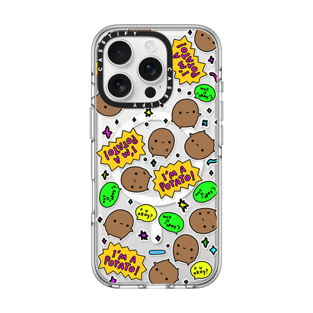 sad potato club x CASETiFY iPhone 16 Pro Case Clear Clear Case MagSafe Compatible imma potato stickers sad potato club x CASETiFY iPhone 16 Pro Case Clear Clear Case MagSafe Compatible imma potato stickers