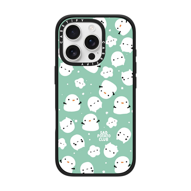 sad potato club x CASETiFY iPhone 16 Pro ケース マットブラック インパクトケース MagSafe対応 snowy potatoes