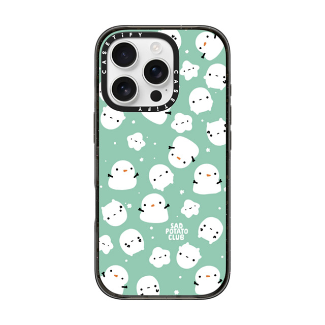 sad potato club x CASETiFY iPhone 16 Pro ケース ブラック インパクトケース snowy potatoes