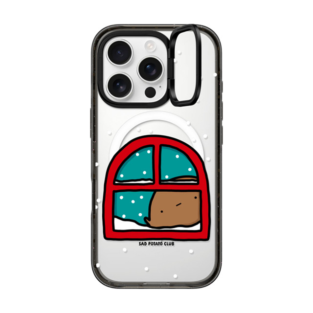 sad potato club x CASETiFY iPhone 16 Pro ケース ブラック インパクトリングスタンドケース MagSafe対応 i'm an inside potato