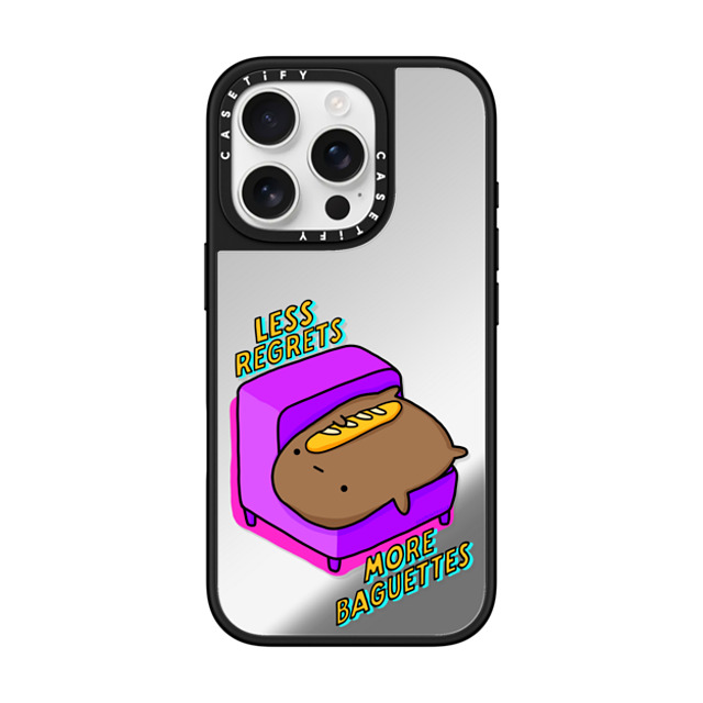 sad potato club x CASETiFY iPhone 16 Pro Case Cartoon Silver on Black ミラーケース MagSafe対応 less regrets, more baguettes Back to School sad potato club x CASETiFY iPhone 16 Pro Case Cartoon Silver on Black ミラーケース MagSafe対応 less regrets, more baguettes Back to School