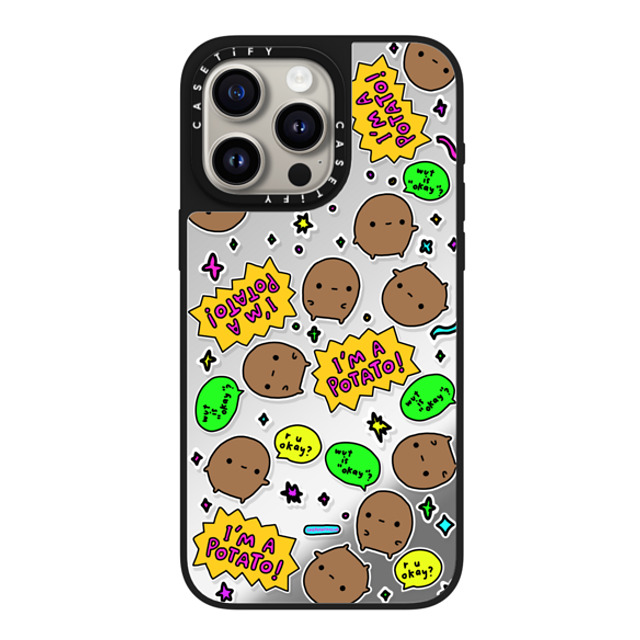 sad potato club x CASETiFY iPhone 15 Pro Max Case Silver on Black ミラーケース MagSafe対応 imma potato stickers sad potato club x CASETiFY iPhone 15 Pro Max Case Silver on Black ミラーケース MagSafe対応 imma potato stickers