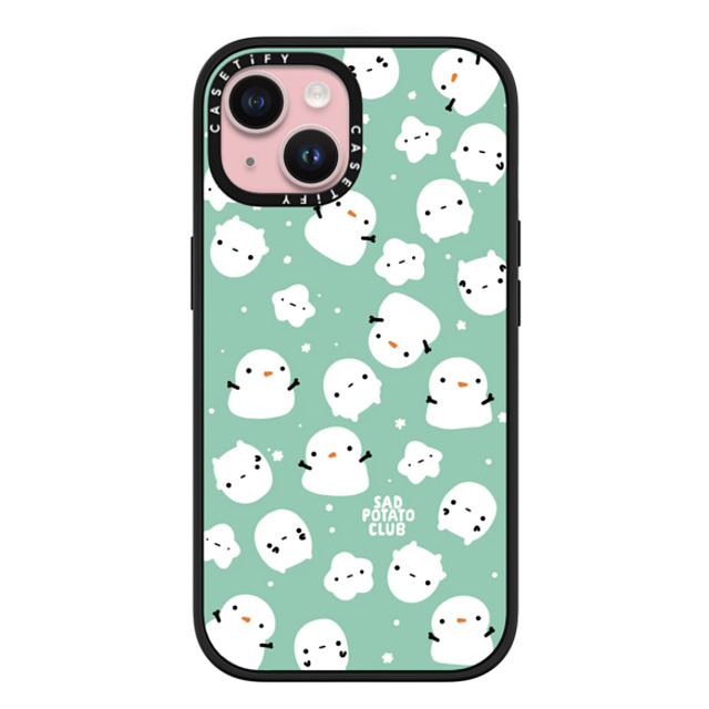 sad potato club x CASETiFY iPhone 15 ケース マットブラック インパクトケース MagSafe対応 snowy potatoes