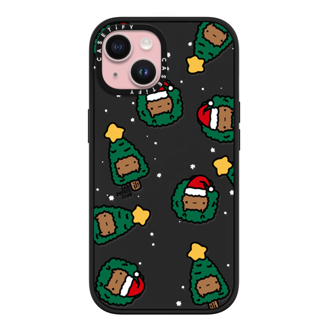 sad potato club x CASETiFY iPhone 15 ケース マットブラック インパクトケース MagSafe対応 merry potatomas