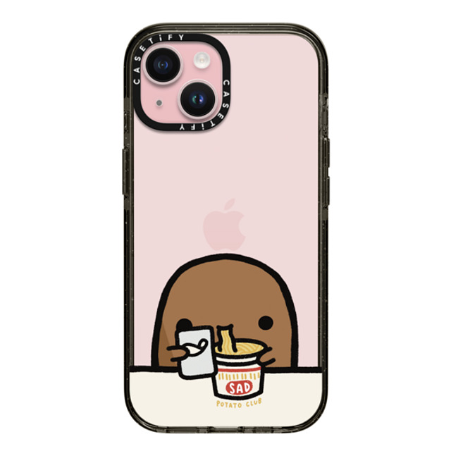 sad potato club x CASETiFY iPhone 15 ケース ブラック インパクトケース cup noodles by sad potato club