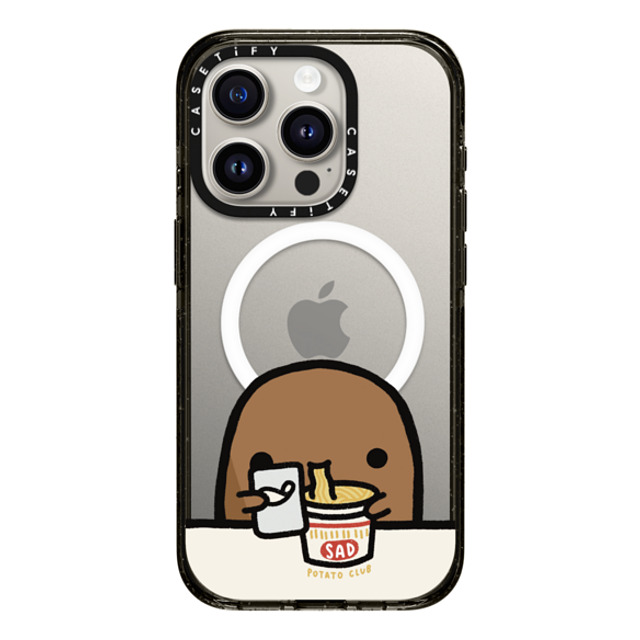 sad potato club x CASETiFY iPhone 15 Pro ケース ブラック インパクトケース MagSafe対応 cup noodles by sad potato club